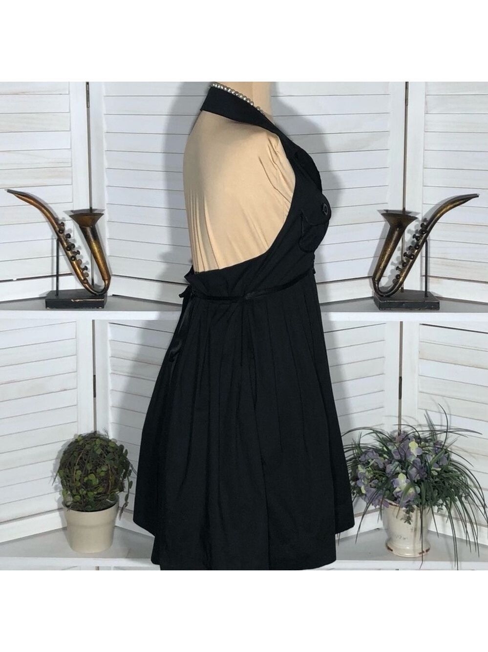 Bebe Halter Mini Dress Black Fit and Flare Medium - Picture 3 of 10